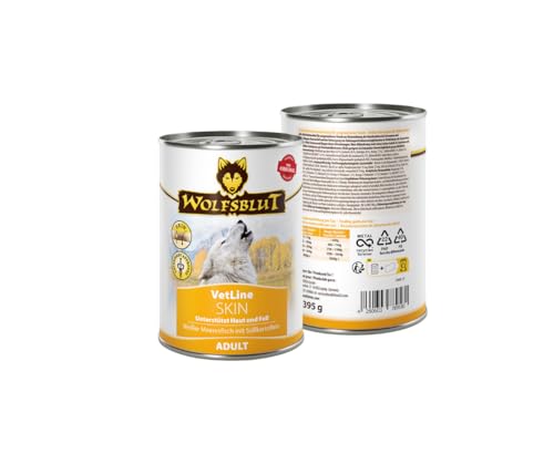 Wolfsblut Vetline Hundefutter - Skin & Coat, 12x395g - Sparbundel, Sparpaket - inklusive Warnicks Tierfutterservice Hundesnack Goodie