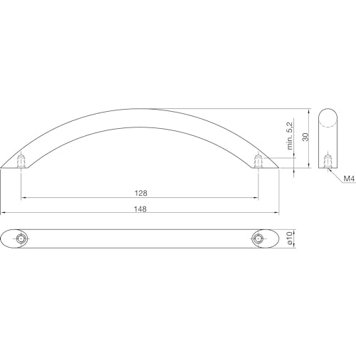 Sun Chain Fohla LA 128 mm Curved Furniture Handle Width 156 mm Matt Nickel-Plated Steel, Matte Chrome Finish - Image 2