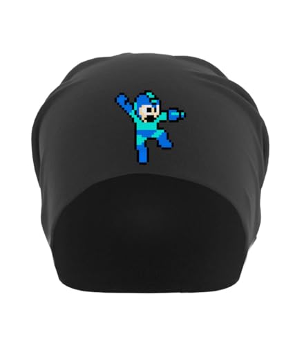 Bonnet souple et léger en coton noir Blue Pixel Man Art pour sorties urbaines