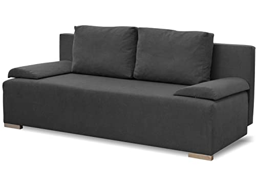 bonni Schlafsofa Ecco Plus, Sofa mit Bettkasten und Schlaffunktionn, Klappsofa, Schlafcouch, Bettsofa, Couch vom Hersteller, Couchgarnitur, Sofagarnitur (Graphit)