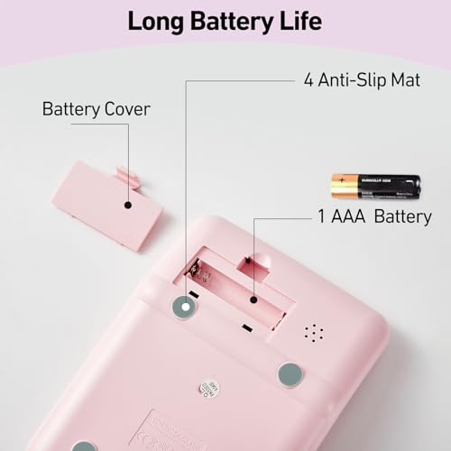 Image of Mechanical Calculator, Cute Pink Desk Calculator, Large Buttons