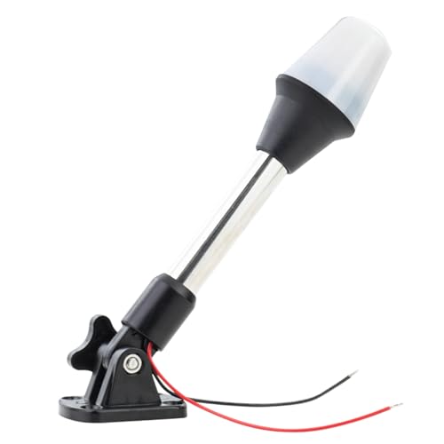 Pactrade Marine All-Round Boat Navigation Lights - 9.5-Inch LED White Stern Light (Surface Mount, Fold-Down Base) - Boat Accessories for Pontoon, Yacht, Kayak