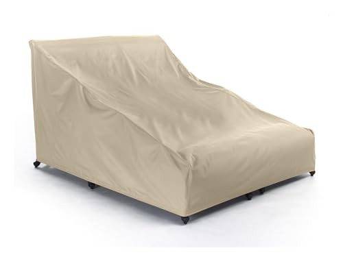 Covermates Elite Double Chaise Lounge Cover – Weather-Resistant Polyester Outdoor Furniture Cover with Mesh Vents, Drawcord Hem, Buckle Straps, UV Protection, Double 63W x 82D x 38H, Khaki