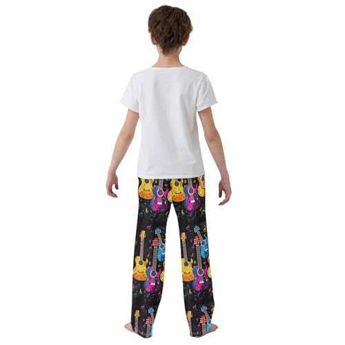 Guitar Long Pajama Pants Elastic Waist PJ Bottoms with Pockets S A1101384