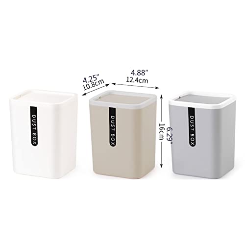 Caneca de basura rectangular pequeña de plástico para escritorio miniatura 6