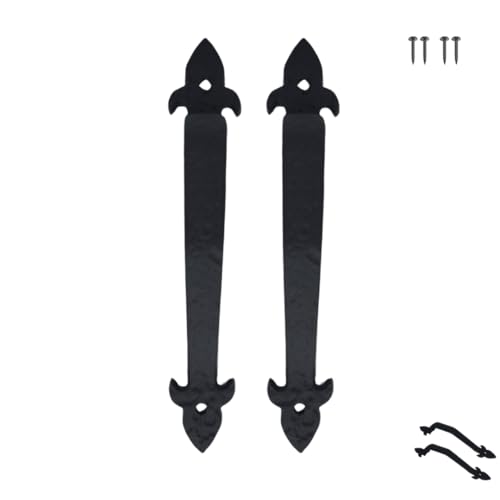 Image of 2-Pack 11 Inch Spear Tip Hammered Barn Door Handle - Black Cast Iron Pull for Sliding Doors, Gates, Sheds, Fences, Closets - Indoor Outdoor Farmhouse Hardware