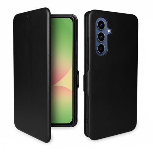 Image of Premium Vegan Leather Phone Cover with Card Slot - Slim, Durable, Privacy Protection, Kickstand Function, Elegant Flip Wallet Cases Compatible for Samsung Galaxy S25 FE 5G (Black)