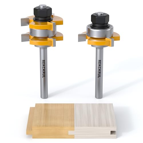 2 PCS Professional Tongue and Groove Router Bit Set, 1/4