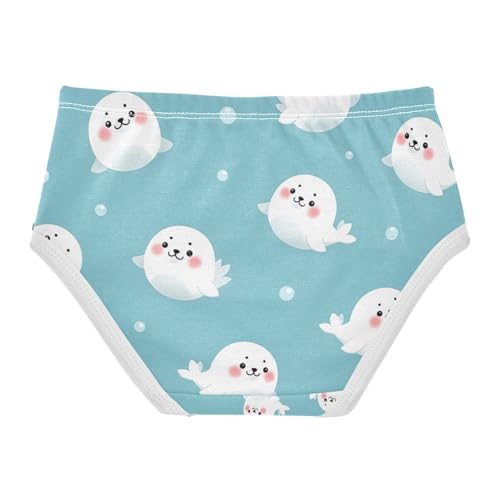 Cute Cartoon Seals Blue Undies for Toddler Girls, Girls Briefs, 2T–8 Years2