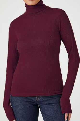 Image of Emmalise Womens Turtleneck Top Long Sleeves Fitted Ribbed Top