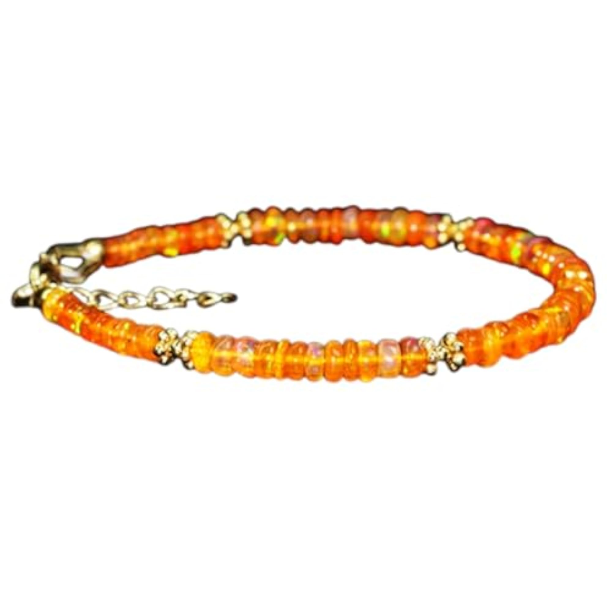 Ethiopian Opal Rondelle Beaded Bracelet, Adjustable Multicolor