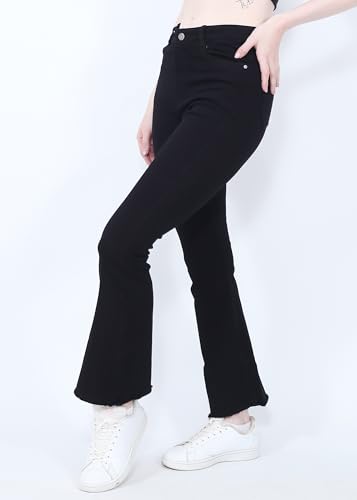 Image of High Waist Stylish Boot-Cut, Flared Wide-Leg Bell Bottom Jeans for Women and Girls - Enhance Your Everyday Style with Relaxed, Regular, and Rugged Casual wear.