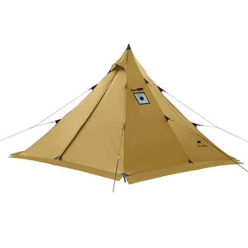 Naturehike Ranch Fire Thermozelt 2-4 Personen Pyramide 4-Jahreszeiten Zelt Indianerzelt mit Herdanschluss Winddichtes Wasserdichtes Wintercampingzelt...