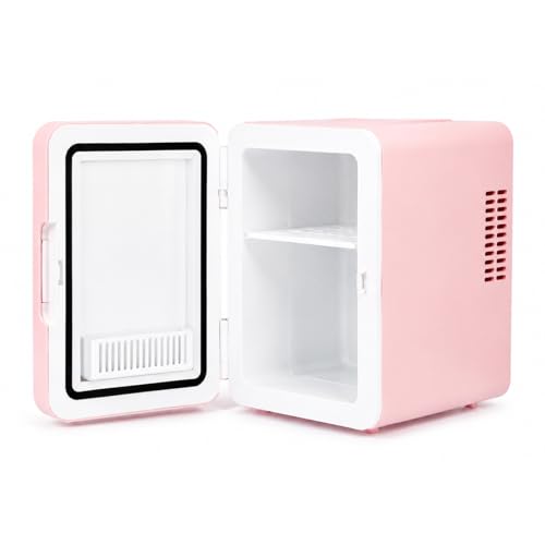 M.J COMFY-LIFE Mini Fridge 4 Litre Cooler and Warmer | AC/DC | Small Fridge for Bedrooms Car Drinks Skincare Peptide Travel | Portable Car Refrigerator for Home & Office (Pink)