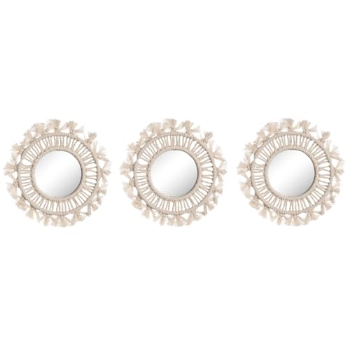 ESPEJO SET 3 MACRAME CRISTAL 20X1X20 BLANCO