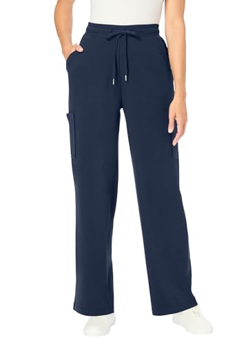 Woman Within Plus Size Petite Womens Plus-Size Knit Pull-On Drawstring Cargo Pants - 18/20, Navy