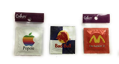 Lots de 3 préservatifs humoristique -taille standard - Popole,Bad Bull,I'm fuckin'it-