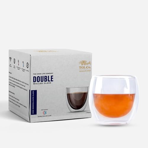 Image of TGL Co. Double Walled Clear Coffee Mug -1 Piece (250ml) | Heat-Resistant Borosilicate Glass | Insulated Tea & Coffee Cup | Lightweight, Durable, No Condensation | for Hot & Cold Beverages