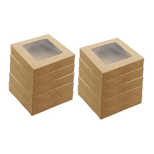 DONFAMDS 10個 ミンスパイボックス クラフト紙製 耐久性 窓付きケーキ箱 お菓子包装用 パーティーやベーカリーに クッキーやデザートの 保管