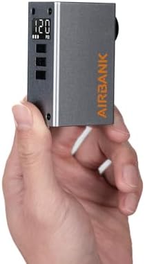 AIRBANK Mini Bike Pump with Gauge, Pocket 2 PRO, 120 PSI Electric Bicycle Pump Portable, Rechargeable Bike Air Pump for Road Bike, Mountain Bike, Sports Balls for Schrader & Presta Valve