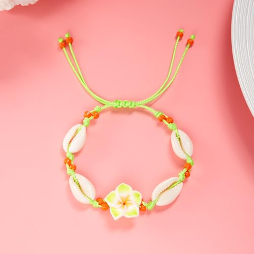 Image of Caiyao 2pcs Lovely Hawaiian Plumeria Rubra Anklet Bracelet Tropical Flower Bohemia Luau Beach Party Accessories for Women