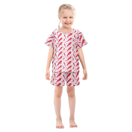 UMIRIKO Red Pepper Summer Short Sleeve Pajamas Sleepwear PJ Set B0404779
