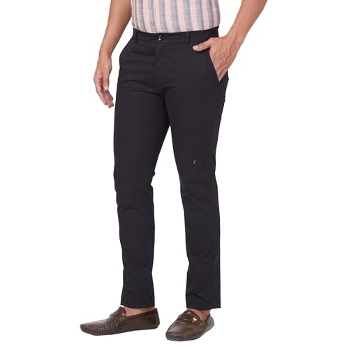 Image of Colorplus Men's Nuvo Fit Solid Piece Dyed Pattern Cotton Blend Flat Front Casual Trouser