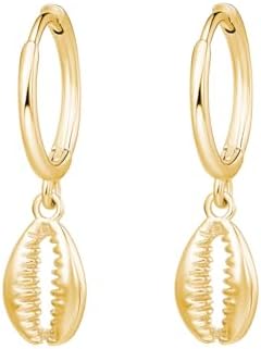 Dainty Huggie Hoop Earrings with Dangle for Women Girls, 925 Sterling Silver Small Huggie Earring with Drop Charm for Everyday