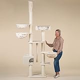RHRQuality kratzbaum Grosse Katzen stabil XXL Catdream de Luxe Beige katzenkratzbaum für Maine Coon große katzenbaum Deckenhoch deckenspanner schwere Katze kletterbaum kratzmöbel Dicker stamm