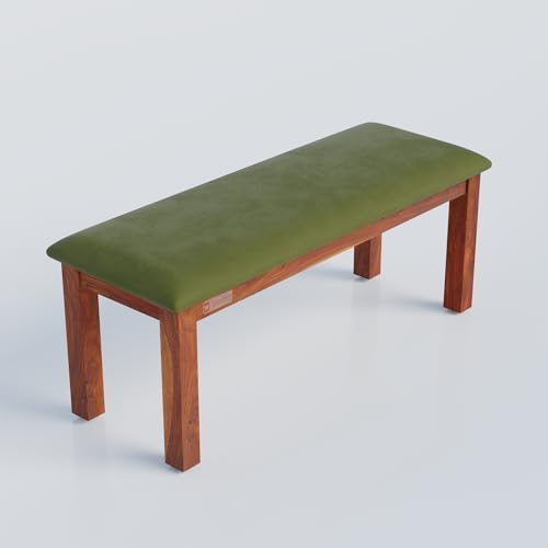 Image of DRIFTINGWOOD Liana 6-Seater Dining Table Set � Sheesham Wood Natural Honey Finish with Table, 4 Cushioned Chairs & Bench - Ideal for Kitchen & Living Room - Assembly Required