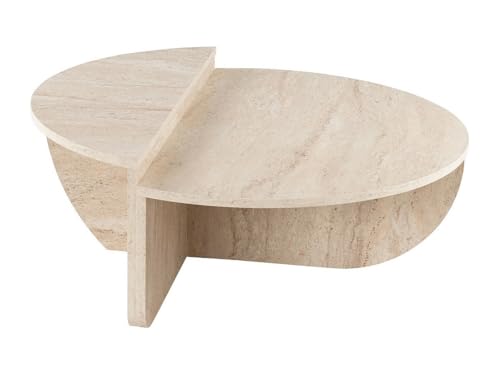 Vente-unique - Lot de 2 Tables Basses - Effet travertin Beige - ALOEVA