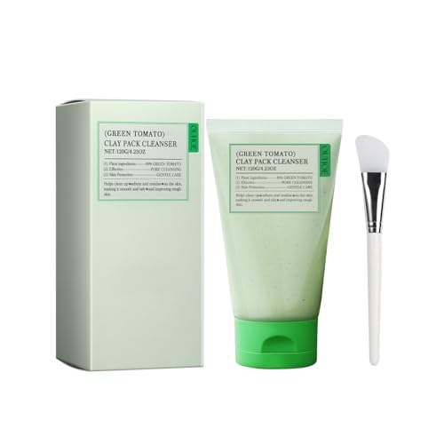 Green Tomato Pore Detox Clay Mask Cleanser, Pore Minimizing, Blackhead Care, Sebum Control, Exfoliation, Vegan, Face Wash, Sensitive Skin, Korean Skincare 4.05 fl.oz