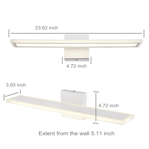 Image of White Bathroom Vanity Light Led Bathroom Light Fixture Modern Wall Light 4000k