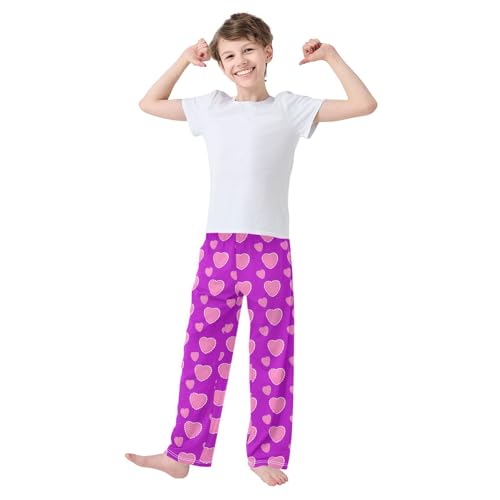 J JOYSAY Lace Heart Purple Pajamas Pants Soft Long Pajama Bottoms Lounge Sleep Pants Size S-XL3