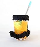 LE Produkte Cap Haargummi Scrunchie 1x schwarz mit Getränkeabdeckung für den Alltag oder Partys wiederverwendbar