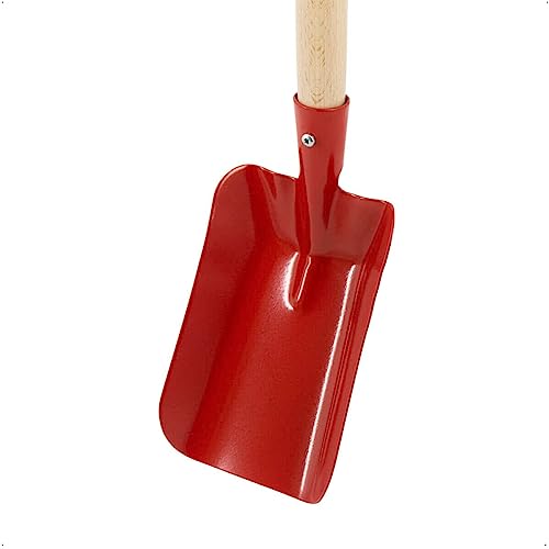 Rekord Kinderschaufel (Metall) mit Holz-Stiel (76 cm) | Strandschaufel für Kinder (Rot)