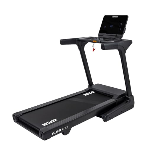KETTLER Laufband Track 400 klappbar für Zuhause, 2,5 PS, bis 18 km/h | 0–12 % Steigung, 140 x 51 cm Lauffläche, Körperfettanalyse, kabelloses Laden, Hydraulik-Klappsystem, bis 130 kg