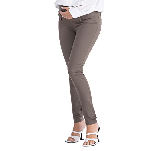 Milano - Vaqueros de maternidad básico, súper elástico y cómodo, ajuste Skinny, lavado básico, muchos colores - Made in Italy, barro, L