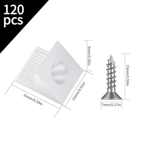 120 Pcs Drawer Bottom Support Brackets,Drawer Wedges with Screws, Fixing Mending Wedges, Angle Code Bracket Fasteners, Plastic Drawer Reinforcement Repair Kit for Furniture Sagging Drawer