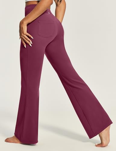 Image of Yoga Pants Women High Waist Workout Bootcut Flare Leggings with Pockets