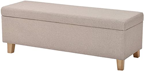 Banc ottoman en lin premium beige de 120 cm entièrement assemblé aux finitions soignées - 2