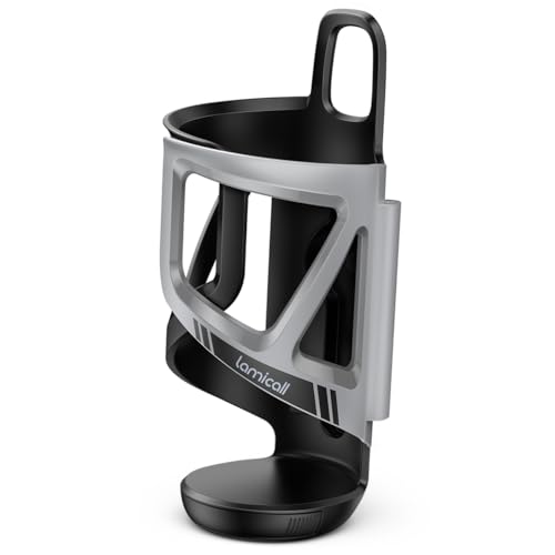 Lamicall Bike Water Bottle Holder - [Tracker Storage] [Adjustable Spring Design] Bike Cup Holder, Bicycle Drink Cage, Cycling Bike Water Bottle Cage with Screws Tool, for 2.28-3.39