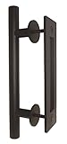 Barn Door Handle Pull Set: 12’’Black Stainless SteelPull and Flush Hardware, for Interior and Exterior Doors, Rust Resistant, Large Handle for A Strong Grip, Easy to Install