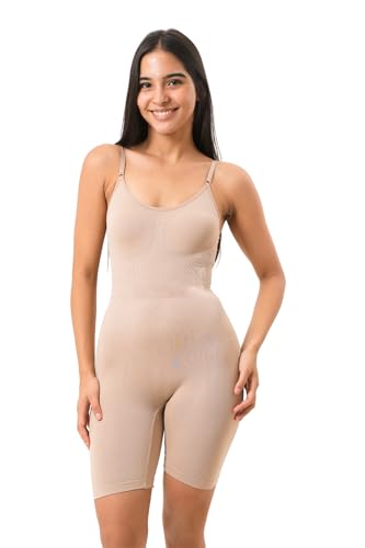 Image of SHAPEMOUR Mid Thigh Bodysuit Bodyshaper, Sculpting Design Shapewear for Women, Body Shaper with Silicone Grip, No Steel Bones for All Day Comfort, Smooth and Seamless Fit