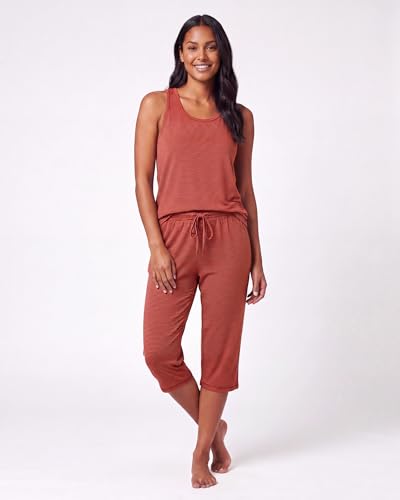 Image of Real Essentials 2 Pack: Women's Tank Top & Capri Pajama Set - Super-Soft Sleeveless Summer Loungewear (Plus Size Available)