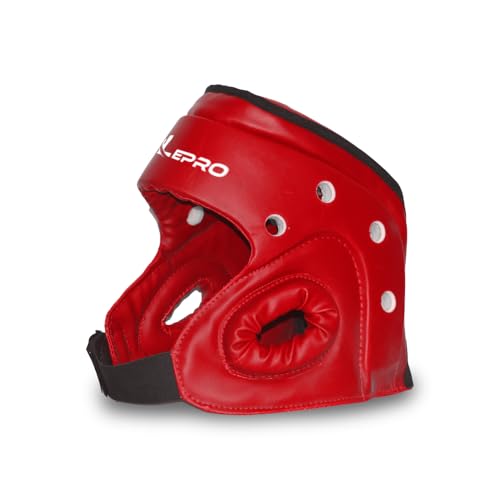 Image of LEPRO Boxing Taekwondo Headgear MMA Muay Thai, Head Gear for Sparring Grappling Martial Arts Kickboxing Karate BJJ Training (Red, S)