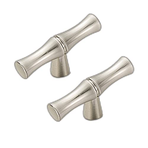 取っ手ノブ2点セット家具ツマミおしゃれドアハンドル 癒し竹のスタイル引き出し取っ手 ドアノブ引き出し/戸棚/ドア用ネジ付亜鉛合金制 (単穴,シルバー)