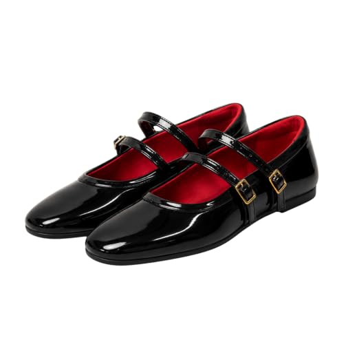 Image of Theater Bianca Mary Jane Shoes for Women with Double Buckle Straps, Bow Accent and Soft Cushioned Insole