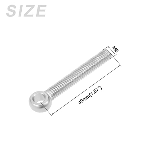 Image of METALLIXITY Shoulder Swing Lifting Bolt (M6x40mm) 2Pcs, 304 Stainless Steel Eye Bolts - for Home Renovation, Pipeline Gate Valves Fasteners, Silver
