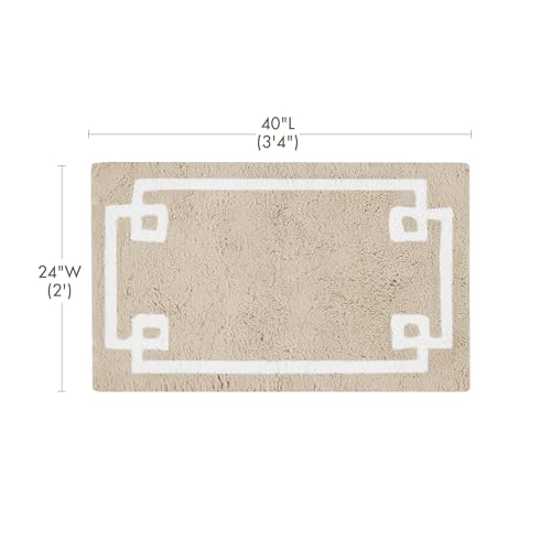 Madison Park Evan 100% Cotton Bathroom Rug Non Slip Backing-Luxrurious Tufted Plush Bath Mat Absorbent, Quick Dry, Spa Design Shower Room Décor, 24x40, Taupe